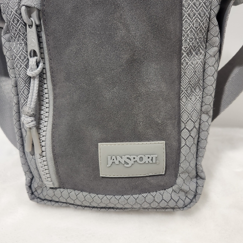 Jansport Ascent Weekender Suede Gray Shadow Geometric Crossbody Shoulder Bag - Picture 4 of 13